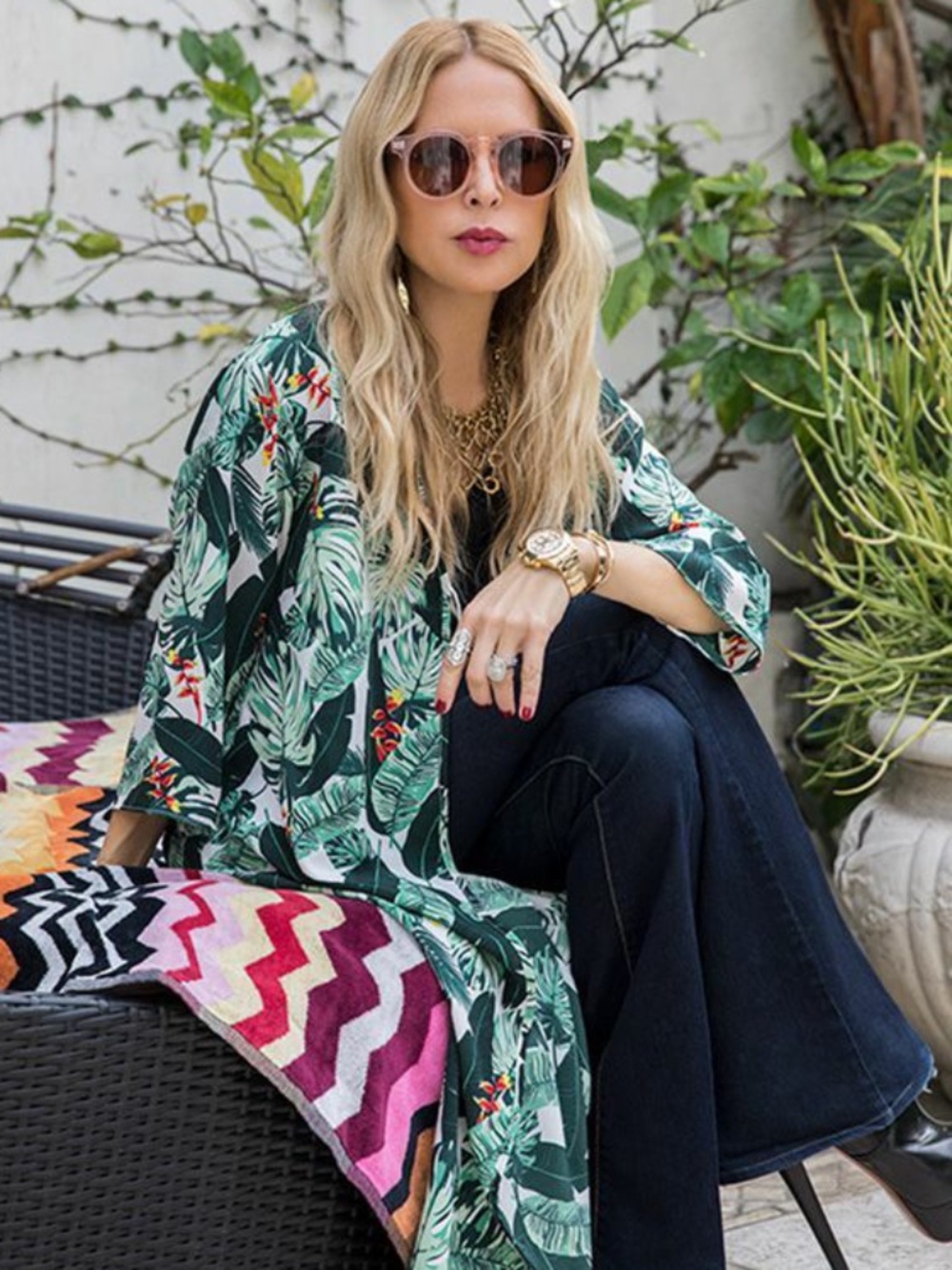 Rachel Zoe Tropical Kimono One Size Beach Cover Up Resort Wear Swim Cover Up